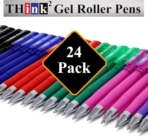 THINK2MASTER [24 Pens - Purple Ink Think2 0.5mm Pocketable Mini Gel Pens. (24 Purple) Fine Point Small Rollerball Pens with Smooth Quick Drying Ink. in Kuwait