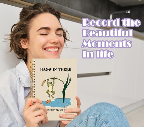 Welshower Frog Notivational Notebook Notebook Journal ، دفتر ملاحظات ملهمة للنساء ، شنق هناك مجلة إيجابية ضفدع مضحكة ، هدايا التأكيد الإيجابية ، 5.5 × 8.3 بوصة in Kuwait