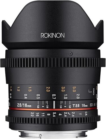 روكينون 16 مم T2.6 عدسة واسعة الزاوية بإطار كامل لكاميرا Canon EF، أسود (FFDS16M-C) in Saudi Arabia