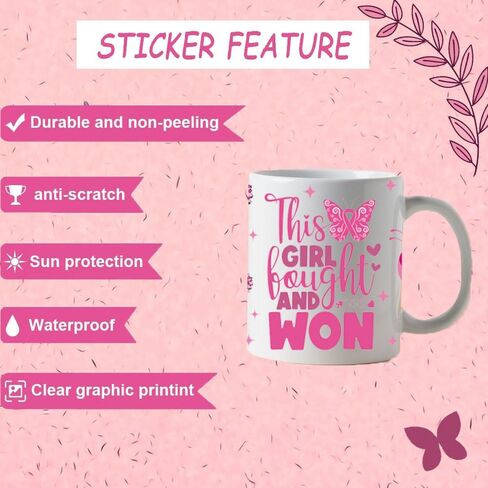 UV DTF Cup Wrap - 5 صفائح توعية بسرطان الثدي UV DTF Cup Wraps لـ 16 Oz RIBBON DTF DTF ملفات شارات UV DTF مخصصة لملصقات الكؤوس الزجاجية DIY الخشب in Kuwait