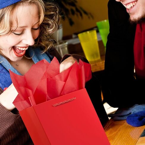 Jutieuo 10 Pack Luxury Red Gift Bags with Tissue Paper and Handles, 11" x 8" x 4" Premium Medium Size Red Gift Bags for Birthday, Wedding, Party in Kuwait