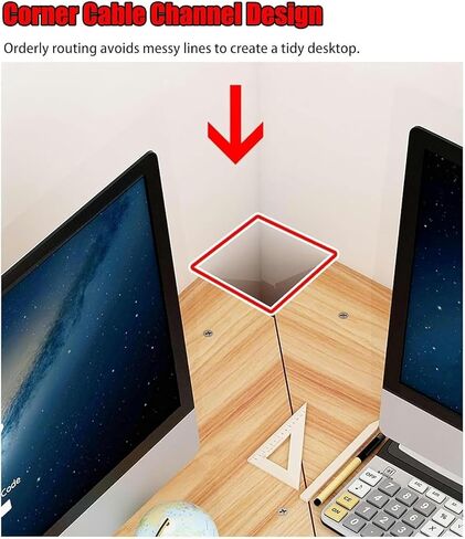 Triangle Monitor Stand Riser, Corner Monitor Stand, 2 Tier Wooden Desktop Corner Stand with Storage, Monitor Riser Fit Computer(Brown) in Saudi Arabia