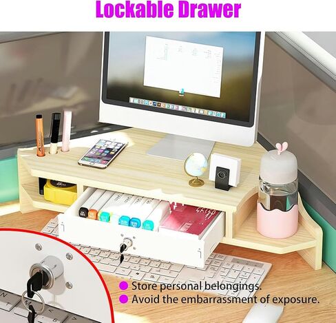Desktop Organizer Computer Monitor Stand Laptop Riser for Desk with Storage, 2 Tier Triangle Screen Risers for PC/TV/Tablet, Computer Corner Monitor Stand Organization in Saudi Arabia
