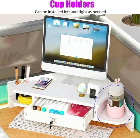 Desktop Organizer Computer Monitor Stand Laptop Riser for Desk with Storage, 2 Tier Triangle Screen Risers for PC/TV/Tablet, Computer Corner Monitor Stand Organization in Saudi Arabia