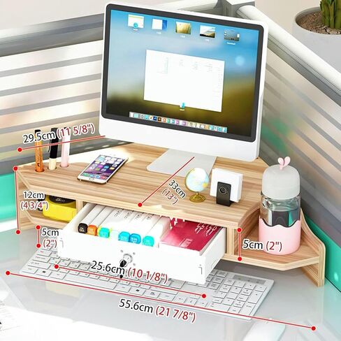Desktop Organizer Computer Monitor Stand Laptop Riser for Desk with Storage, 2 Tier Triangle Screen Risers for PC/TV/Tablet, Computer Corner Monitor Stand Organization in Saudi Arabia