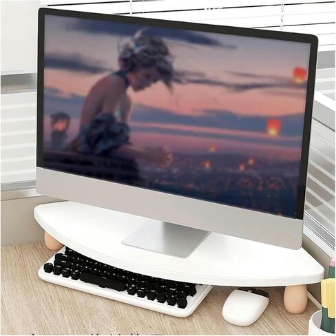Corner Computer Monitor Stand Riser, Corner Monitor Stand Office Corner Monitor Stand Wooden, Computer Holder for Living Room, Triangular Desk Shelf(Pink) in Saudi Arabia