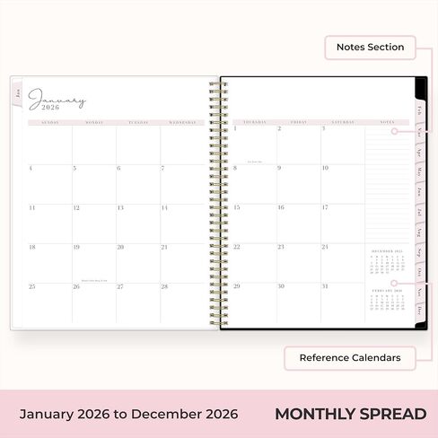 Blue Sky Rachel Parcell 2026 Weekly and Monthly Planner Calendar, January 2026 - December 2026, 8.5" x 11", Clear Pocket Cover, Durable Twin Wire Binding, Laminated Tabs, Storage Pocket, Stickers, Ana in Saudi Arabia
