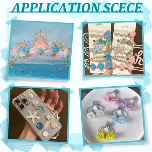 PH PandaHall 48PCS Dyied Flat Back Shells, 8 Colors Resin Sea Shell Cabochons Glitter Ocean Seashell Charms Pendants Cute Shell Embellishments for DIY Scrapbooking Ring Hair Clips Jewelry Making in Saudi Arabia
