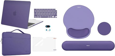 Mosiso Circle Curved Rest Rest Prest for Mouse Pad & Keyboard Set ومتوافق مع MacBook Air 13 Inch Case 2024-2022 M3 M2 ، Case & Sleeve Bag & Keyboard Cover & WebCam Film ، Imperial Purple in Saudi Arabia