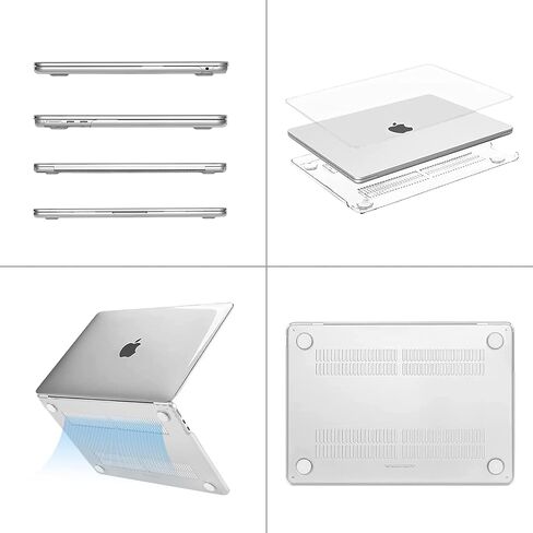 MOSISO Compatible with MacBook Air 13 inch Case 2024 2023 2022 M3 A3113 M2 A2681 Touch ID, Plastic Hard Shell Case&Keyboard Cover&Screen Film&Pouch&Bag with Pocket&Small Case, Crystal Clear&Chalk Pink in Saudi Arabia