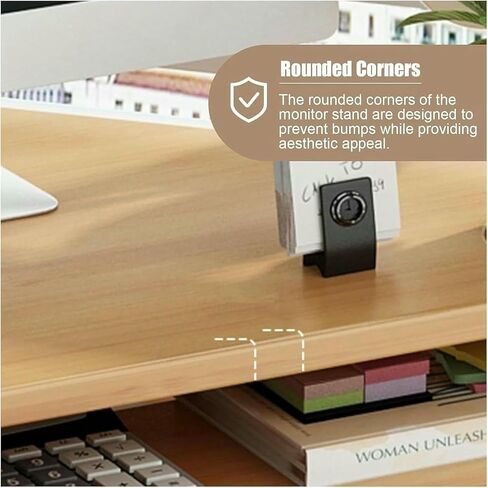 Triangle Monitor Stand Riser - Walnut Corner Monitor Stand with 2-Tier Storage Space-Saving Desktop Shelf for Dual Monitors Ergonomic Desk Accessory in Saudi Arabia