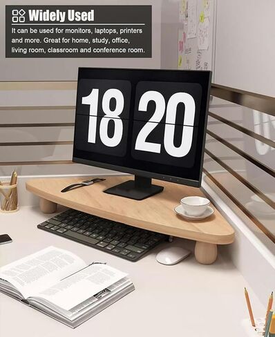 Monitor Stand Triangle Corner Monitor Stand Solid Wood, Computer Screen Storage Risers for Saving Space, Tabletop Organization Ergonomic Laptop Holder in Saudi Arabia