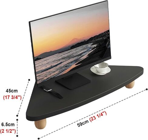 Monitor Stand Triangle Corner Monitor Stand Solid Wood, Computer Screen Storage Risers for Saving Space, Tabletop Organization Ergonomic Laptop Holder in Saudi Arabia