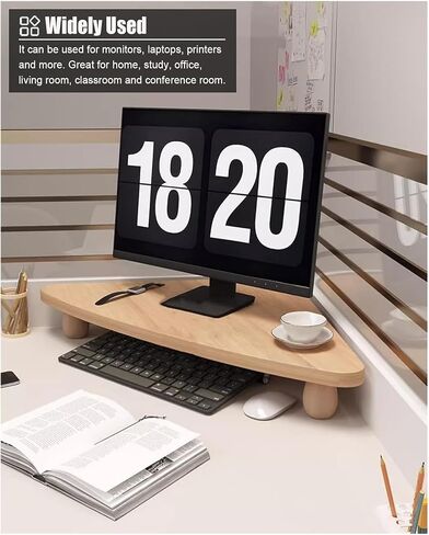 Computer Monitor Stand, Monitor Stand Riser, Triangle Corner Monitor Stand Solid Wood, Computer Screen Storage Risers for Saving Space, Tabletop Organization Ergonomic Laptop Holder(Natural) in Saudi Arabia