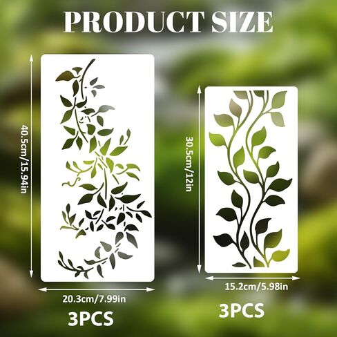 6Pcs Large Botanical Vine Stencils – 16" & 12"Reusable Leaf Branch Templates for Painting on Wood, Wall, Furniture, Canvas, Cards, and Crafts in Saudi Arabia