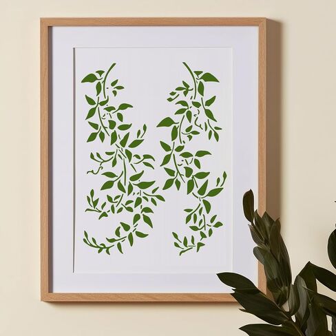 6Pcs Large Botanical Vine Stencils – 16" & 12"Reusable Leaf Branch Templates for Painting on Wood, Wall, Furniture, Canvas, Cards, and Crafts in Saudi Arabia