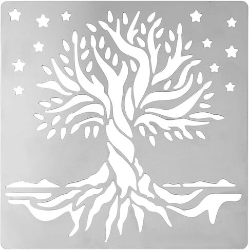 FINGERINSPIRE Tree of Life Metal Journal Stencil Stars Metal Painting Template Stainless Steel Multifunctional Planner Metal Stencils Templates for Wood Burning DIY, Engraving, Painting, Scrapbooking in Saudi Arabia