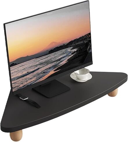 Computer Monitor Stand, Monitor Stand Riser, Triangle Corner Monitor Stand Solid Wood, Computer Screen Storage Risers for Saving Space, Tabletop Organization Ergonomic Laptop Holder(Natural) in Saudi Arabia