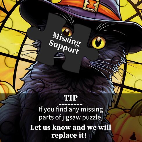 Stained Glass Puzzle Cat Puzzles for Adults 1000 Pieces, Black Cat Vintage Halloween Puzzle, Pumpkin Jigsaw Puzzle Challenging Puzzles for Adults in Saudi Arabia