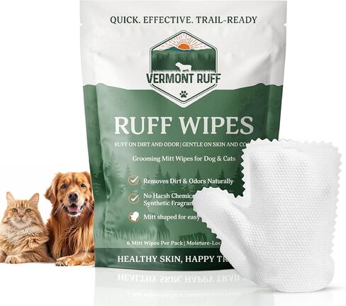 Pet Grooming Mitts – Large Cleaning Gloves for Dogs & Cats – Unscented, Gentle on Skin – Cleans Paws, Coat, Face & Wrinkles– 18CT in Saudi Arabia