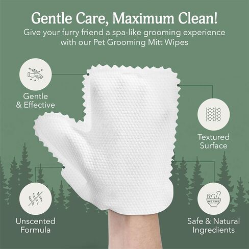 Pet Grooming Mitts – Large Cleaning Gloves for Dogs & Cats – Unscented, Gentle on Skin – Cleans Paws, Coat, Face & Wrinkles– 18CT in Saudi Arabia