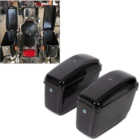 KUAFU Universal Motorcycle Hard Saddlebag Trunk W/Lights W/Locks Compatible with Honda Yamaha Harley Suzuki Kawasaki Motorcycle in Saudi Arabia