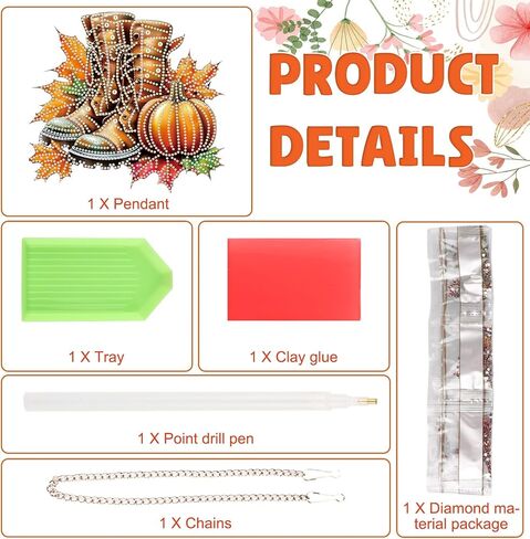 DOMROM Fall Diamond Art Hanging Pendant, DIY Pumpkin Diamond Art Painting Window Pendants, Special Shaped Rhinestone, Double Sided Pattern Wall Hanging Sign for Beginners DIY Crafts Decor in Saudi Arabia