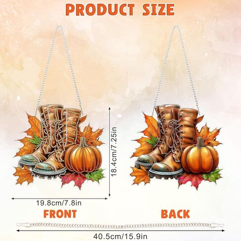 DOMROM Fall Diamond Art Hanging Pendant, DIY Pumpkin Diamond Art Painting Window Pendants, Special Shaped Rhinestone, Double Sided Pattern Wall Hanging Sign for Beginners DIY Crafts Decor in Saudi Arabia