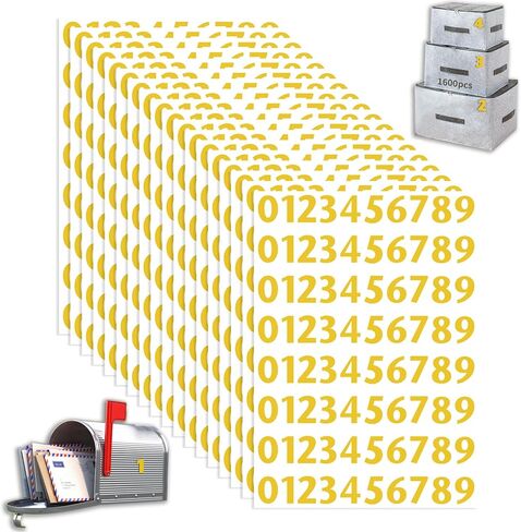 20 ورقة إجمالي 1600 PCS ملصقات أرقام الفينيل المقاومة للماء الذهب 1 بوصة ، وأرقام الفينيل ذاتية اللصق 0-9 ، ملصقات الأرقام لصندوق البريد ، والعنوان ، وصناديق القمامة ، والعلامات ، والمكتب ، والاستخدام المنزلي in Kuwait