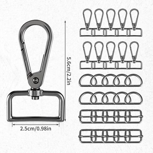 30 PCS Metal Dwivel Clasp Clasp Hooks ، D Rings Purse Hardware لصنع الأكياس ، أجهزة حزام Push Push Attract Clips Clips for DIY Carks Keychain Pres in Kuwait