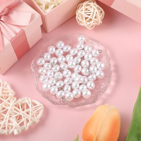 50pcs أزرار لؤلؤة أبيض 10 مم للملابس ، أزرار لؤلؤة مستديرة مع ساق للملابس ، زر زخرفية مع ساق للخياطة ، فساتين الزفاف ، قمصان ، زينة المجوهرات ، الحرف اليدوية. in Saudi Arabia