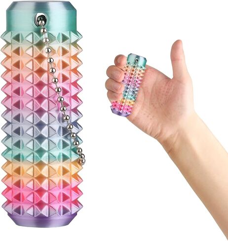 Spiky Grip Stim Pain Fidget Toy, Pocket-Sized Discreet Spinners Stim Keychain 3D Printed with Hard Spiky Massage for Anxiety Focus & Skin Picking and Stress Reduction (Rotate Rainbow) in Saudi Arabia