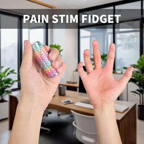 Spiky Grip Stim Pain Fidget Toy, Pocket-Sized Discreet Spinners Stim Keychain 3D Printed with Hard Spiky Massage for Anxiety Focus & Skin Picking and Stress Reduction (Rotate Rainbow) in Saudi Arabia