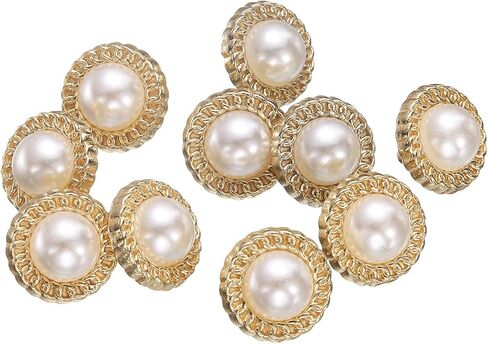 HARFINGTON 10pcs 40L Pearl Gold Metal Sewing Buttons 25mm 1" Round Women Coat Buttons with Plastic Shank Replacement DIY Button for Sewing Clothing Sweater Decoration Craft, #2 in Saudi Arabia