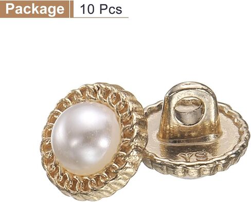 HARFINGTON 10pcs 40L Pearl Gold Metal Sewing Buttons 25mm 1" Round Women Coat Buttons with Plastic Shank Replacement DIY Button for Sewing Clothing Sweater Decoration Craft, #2 in Saudi Arabia