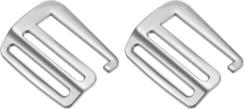 uxcell Metal G Hooks Webbing Buckles, 2Pcs 1.5" 38mm G-Hook Wave Buckle Adjuster Slide Buckle for Backpack Strap Webbing, Silver Tone in Saudi Arabia