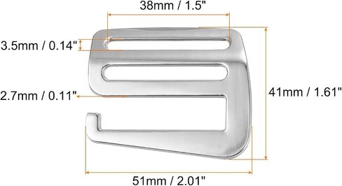uxcell Metal G Hooks Webbing Buckles, 2Pcs 1.5" 38mm G-Hook Wave Buckle Adjuster Slide Buckle for Backpack Strap Webbing, Silver Tone in Saudi Arabia