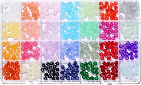 28 Colors 6mm Glass Beads, 500PCS Glass Crystal Beads for Bracelets Jewelry Making and DIY Crafts in Saudi Arabia