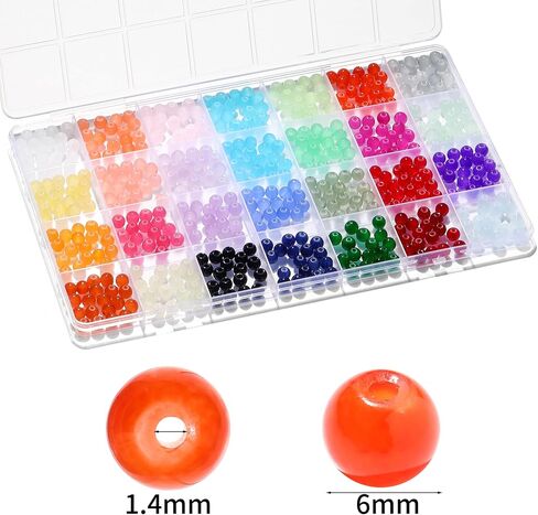 28 Colors 6mm Glass Beads, 500PCS Glass Crystal Beads for Bracelets Jewelry Making and DIY Crafts in Saudi Arabia