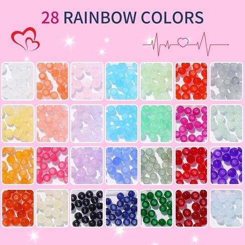 28 Colors 6mm Glass Beads, 500PCS Glass Crystal Beads for Bracelets Jewelry Making and DIY Crafts in Saudi Arabia