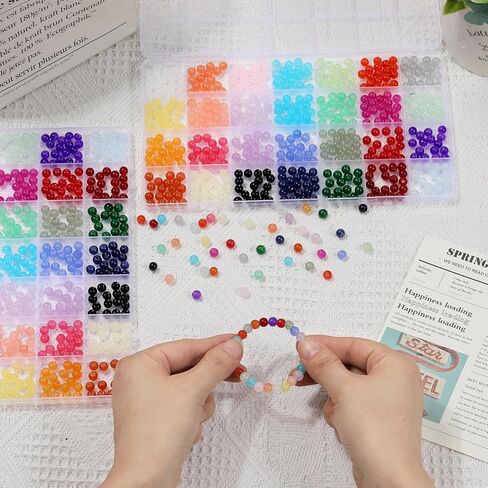 28 Colors 6mm Glass Beads, 500PCS Glass Crystal Beads for Bracelets Jewelry Making and DIY Crafts in Saudi Arabia