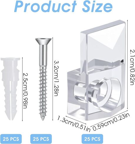 25PCS Mirror Holder Clips, Mirror Clips for Wall Mounting Mirrors Hangers for The Wall Glass Retainer Clip Frameless Glass Hanging Kit with Screws in Saudi Arabia