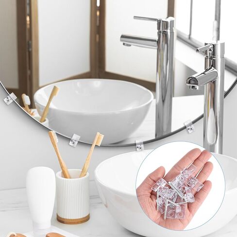 25PCS Mirror Holder Clips, Mirror Clips for Wall Mounting Mirrors Hangers for The Wall Glass Retainer Clip Frameless Glass Hanging Kit with Screws in Saudi Arabia