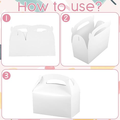 MAQUITA 60 Pack White Gable Treat Boxes Party Favor Boxes Goodie Gift Boxes for Snacks Cookie Candy Toys Birthday Party Wedding Holidays 6.5 x 3.5 x 3.5 inches in Saudi Arabia