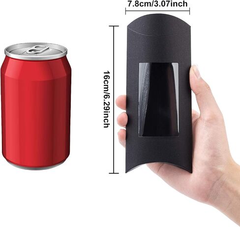 BENECREAT 30pcs 6x3x1 Inches Black Kraft Paper Pillow Boxes with Clear Window, Candy Packaging Box Treat Box for Birthday Wedding Party in Saudi Arabia
