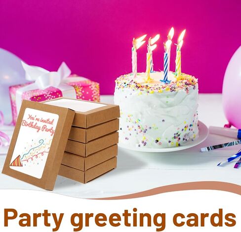 Joutyfor 50 PCS صناديق تخزين بطاقة المعايدة ، مربعات الورق Kraft مع نافذة شفافة ، مغلف بطاقة المعايدة للتخزين الصورة السائبة القابلة للتطبيق (4.5 × 6 × 1 بوصة) in Saudi Arabia