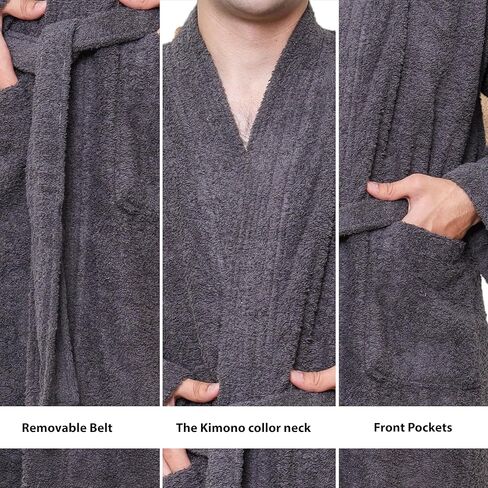 GOLD TEXTILES Premium Terry Cloth Robes for Man's Lightweight Bathrobe, Adjustable Towel Robe Belt with Collar in Saudi Arabia