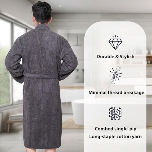GOLD TEXTILES Premium Terry Cloth Robes for Man's Lightweight Bathrobe, Adjustable Towel Robe Belt with Collar in Saudi Arabia