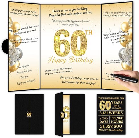 Black Gold 60th Birthday Party Decorations, Happy 60th Birthday Guest Book for Men Women 60th Birthday Signature Guest Book in Kuwait
