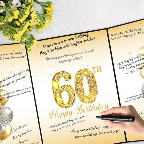 Black Gold 60th Birthday Party Decorations, Happy 60th Birthday Guest Book for Men Women 60th Birthday Signature Guest Book in Kuwait